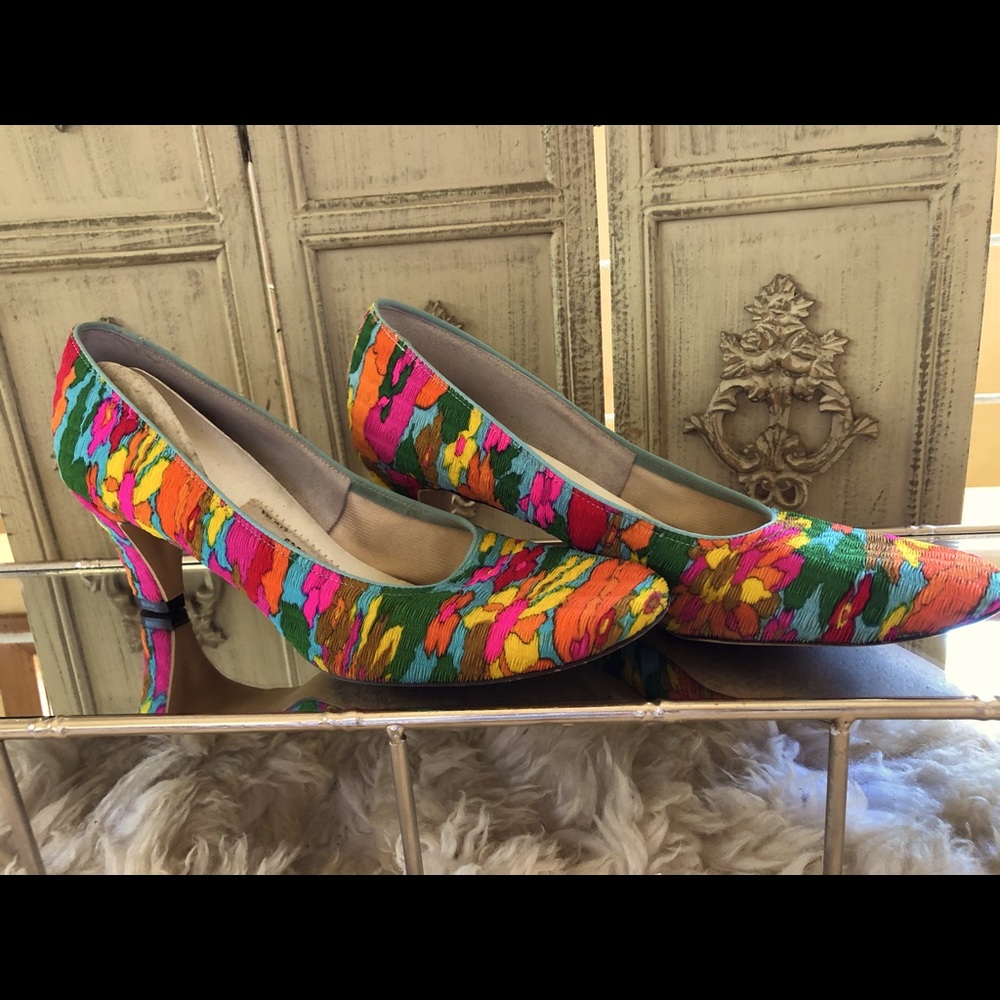Vintage multi rainbow neon 60s pump